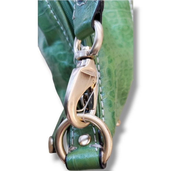 ANTONIO MELANI Green Hobo Y2K Crocodile Embossed Leather Shoulder Bag - Picture 12 of 13